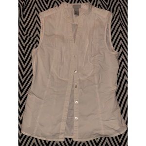 White button up shirt with no sleeves